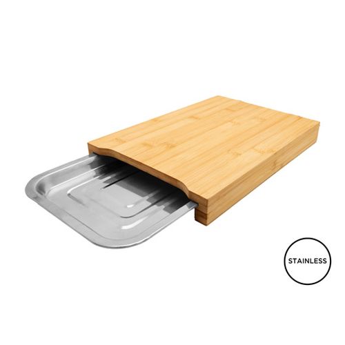 Planche à Découper Bambou avec Bac Inox - Personnalisable