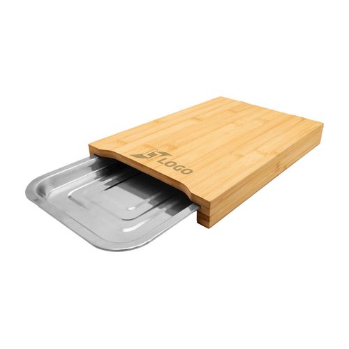 Planche à Découper Bambou avec Bac Inox - Personnalisable