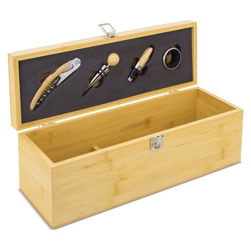 Coffret Vin Bambou 5 Accessoires Personnalisable