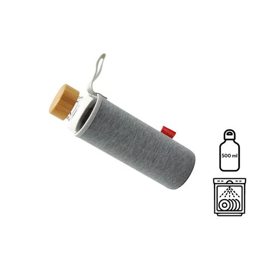 Gourde en verre borosilicate 500ml avec housse néoprène personnalisable