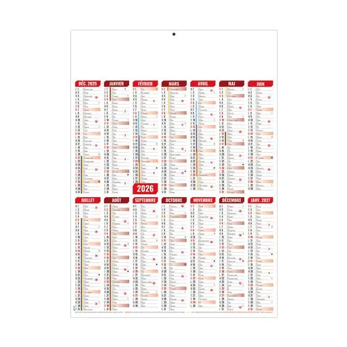 MARIANNE ROUGE 2026 - MIDI 335 x 430 mm - CC REMBORDE - VERSO CUISINE - SANS MARQUAGE - IDENTIQUE RECTO VERSO