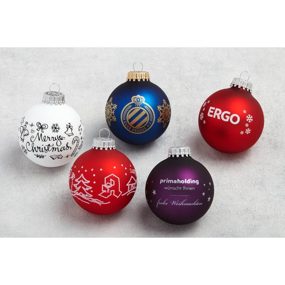 Boule de Noël Personnalisée 8cm - Sérigraphie 1 Couleur - Lot de 24
