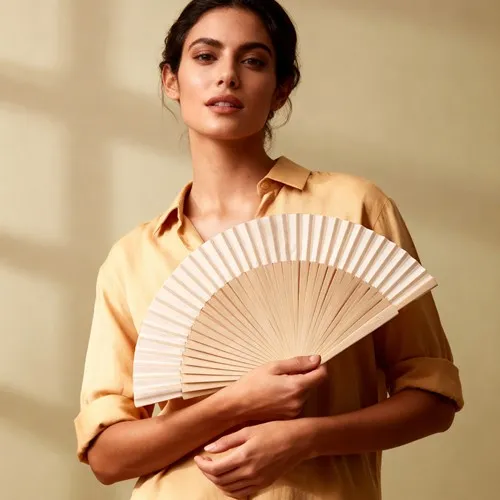 Éventail Publicitaire en Bois Naturel 23 cm - Personnalisable