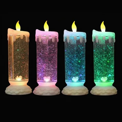 Bougie LED Paillettes Neige Personnalisable - Décoration Noël Entreprise