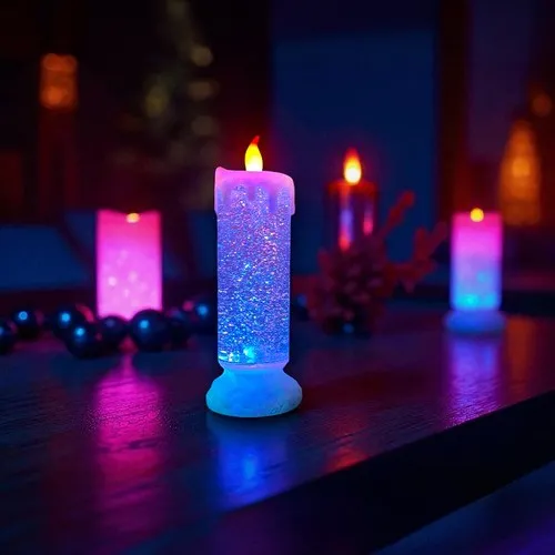 Bougie LED Paillettes Neige Personnalisable - Décoration Noël Entreprise