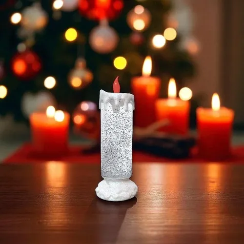 Bougie LED Paillettes Neige Personnalisable - Décoration Noël Entreprise