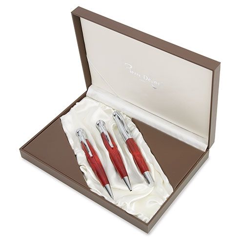 Coffret Prestige 3 Instruments d'Écriture Bois Noble et Métal