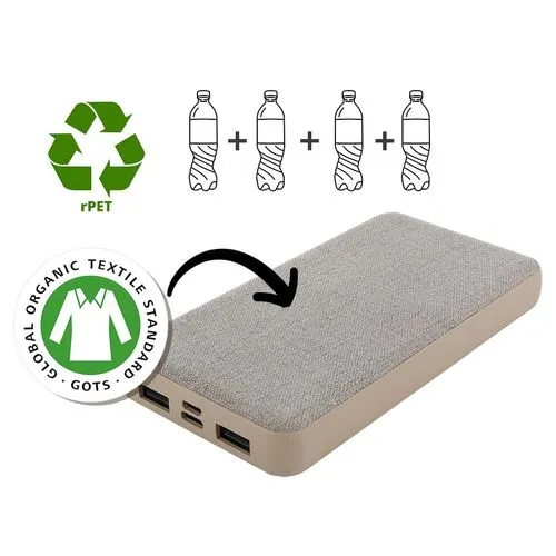 Powerbank en plastique recyclé avec revetement en chanvre 8000 mAh