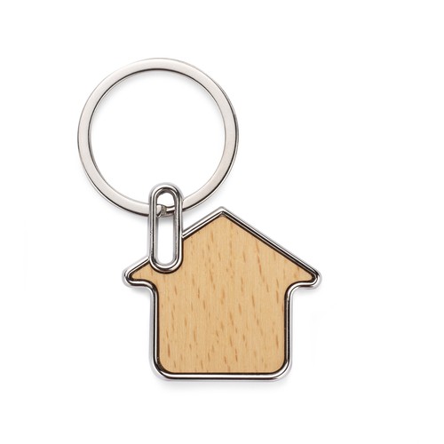 Porte-clés Maison Bois et Métal Personnalisable