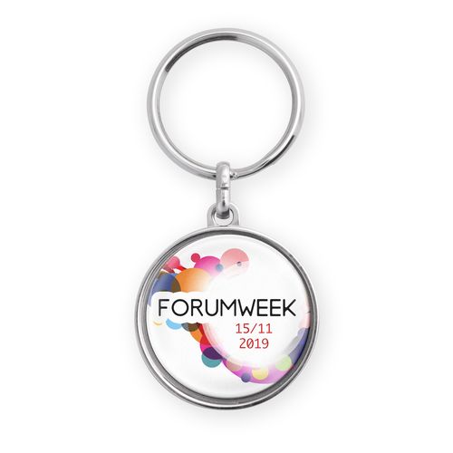 Porte-clés Rond Zamac Finition Nickel - Personnalisable Doming