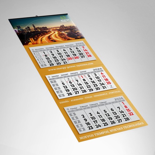Calendrier Mural 3 Mois Vue Internationale Personnalisable
