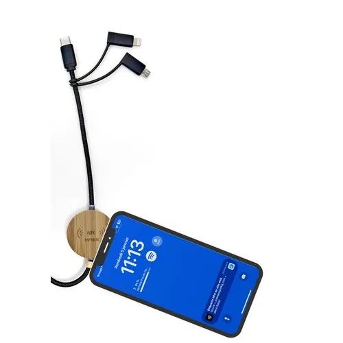 Câble de charge 3-en-1 NFC avec logo lumineux personnalisable