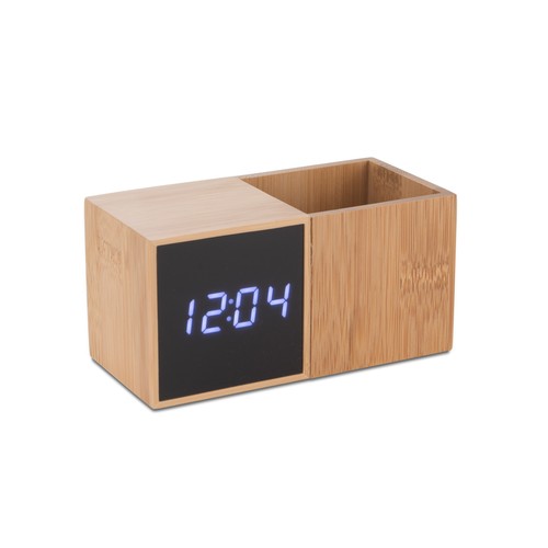 Organiseur de Bureau avec Horloge Personnalisable Bois et Métal