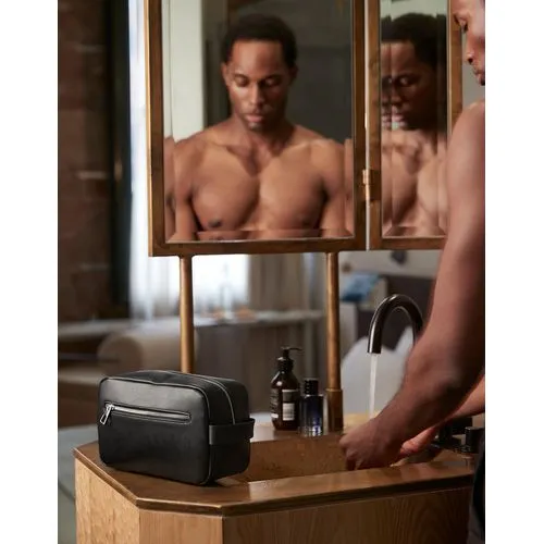 Trousse de Toilette Luxe Aspect Cuir Personnalisable