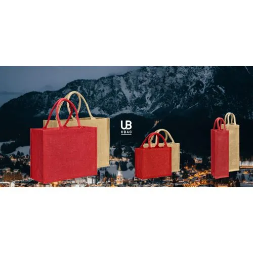 Sac Shopping Jute Scintillante Lurex Or - Anses Rondes Personnalisable