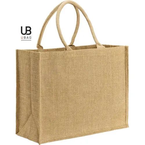 Sac Shopping Jute Scintillante Lurex Or - Anses Rondes Personnalisable