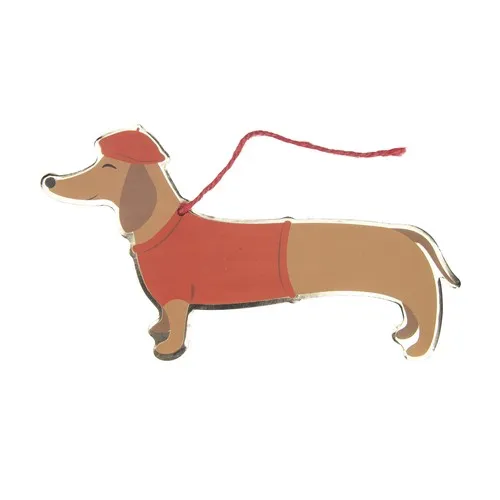 Set de 8 Cartes Invitation Teckel avec Laisse - Format 9,7x17cm