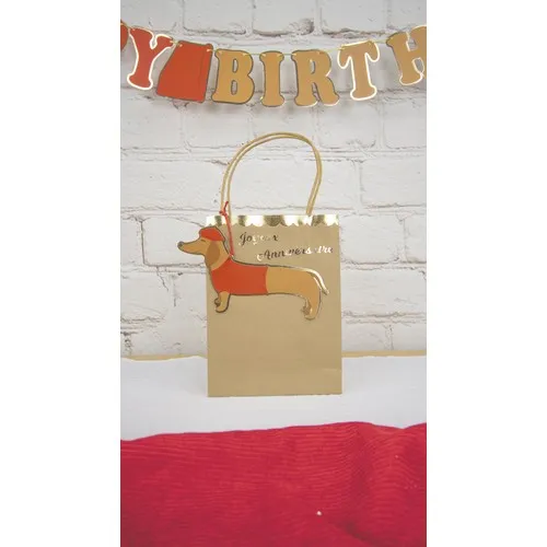 Set de 8 Cartes Invitation Teckel avec Laisse - Format 9,7x17cm