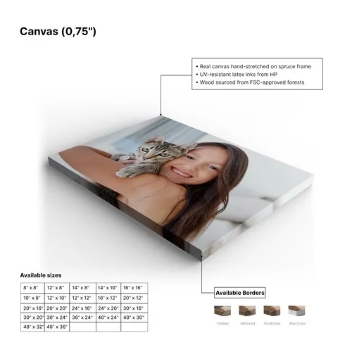 Toile sur châssis 2 cm personnalisée - Impression latex haute qualité