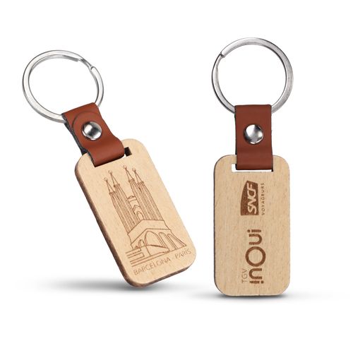 Porte-clés Bois et PU Personnalisable - Gravure Laser Incluse