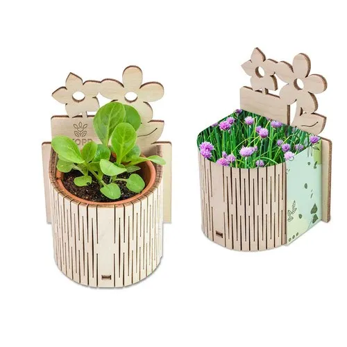 Mini-jardin publicitaire ciboulette - Pot terre cuite personnalisable