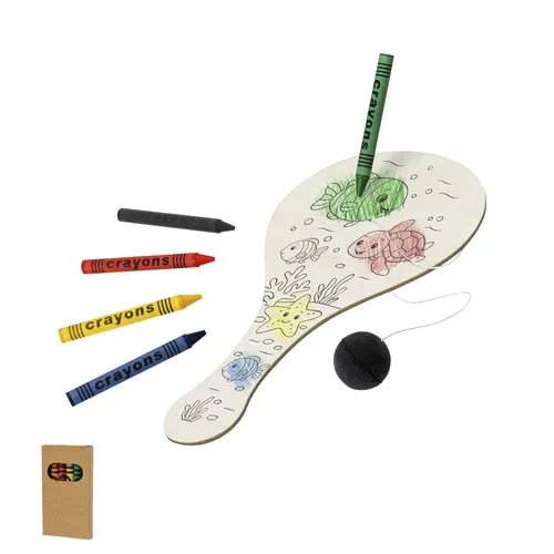 Set Raquette en Bois à Colorier avec Balles - Jeu Créatif Personnalisé