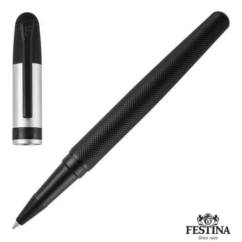 Stylo Roller Black Edition Argenté - Personnalisable Premium