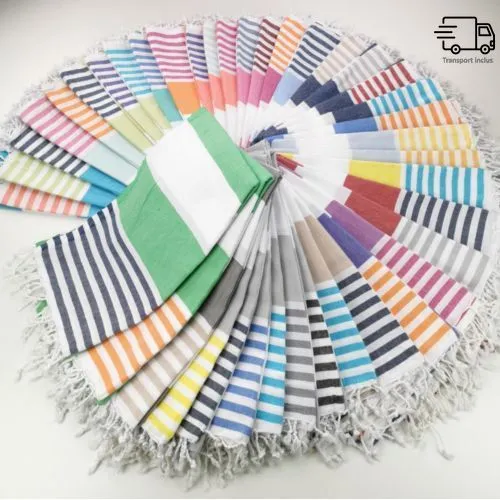 Fouta de Plage Personnalisable 100% Coton OekoTex - 100x180 cm