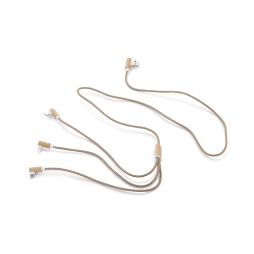 Câble de charge 3 en 1 écologique en lin et bambou personnalisable