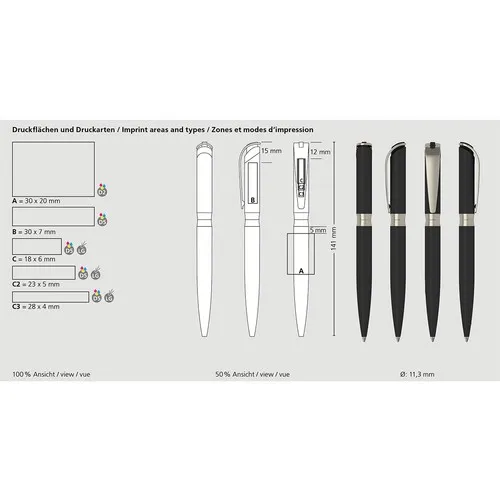 Stylo Bille Pivotant Softtouch Métal - Finition Premium