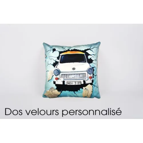 Coussin velours personnalisé recto-verso - Fabrication française