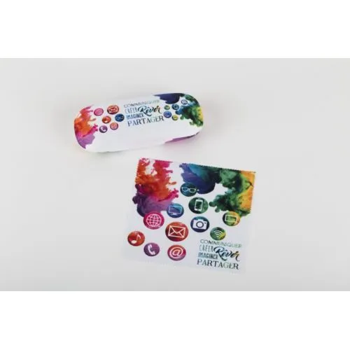 Étui à lunettes rigide personnalisé avec microfibre - Impression quadri