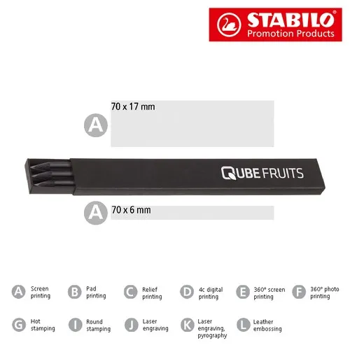 Set de 3 Crayons Graphite Noirs avec Embout Métal - Personnalisables