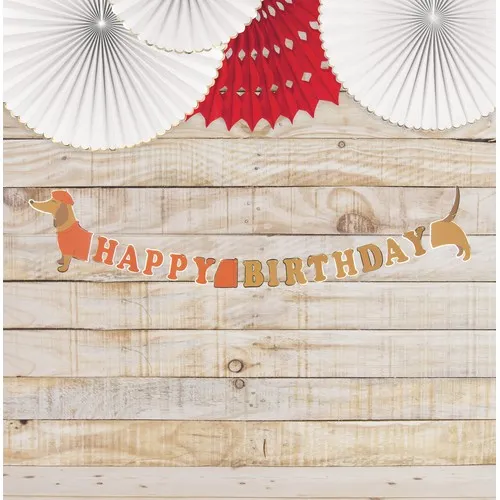 Guirlande Happy Birthday Teckel 2m - Décoration Événementielle