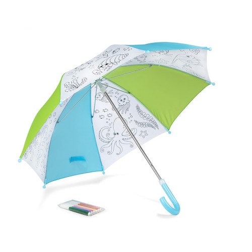 Parapluie à colorier pour enfants avec feutres - Motifs marins