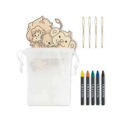 Set de Coloriage Animalier en Bois avec Suspensions Personnalisables
