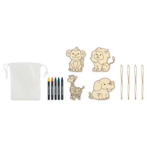 Set de Coloriage Animalier en Bois avec Suspensions Personnalisables
