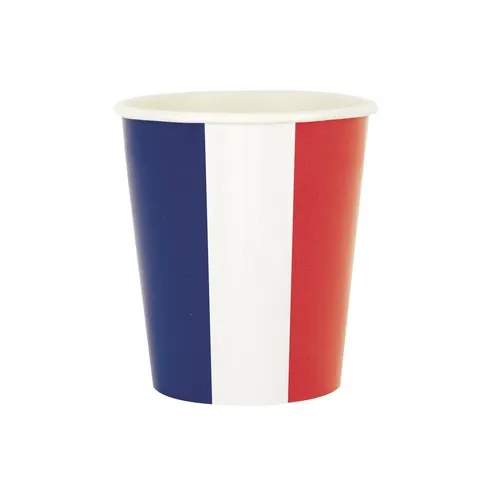 Gobelets Jetables Tricolores 200ml - Lot de 8 - Certification FSC