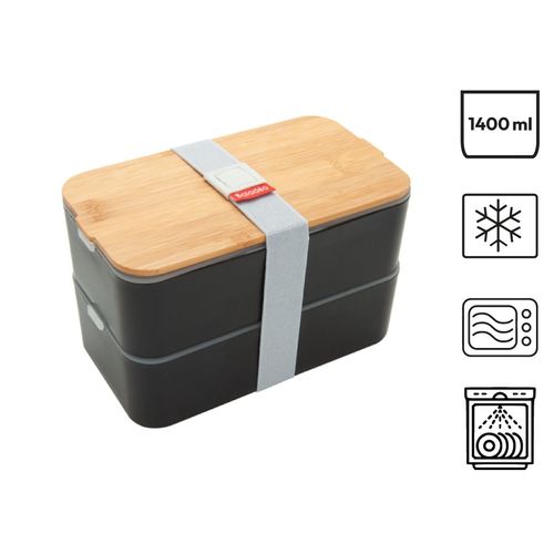 Bento double compartiment avec couvercle bambou personnalisable