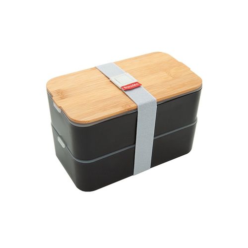 Bento double compartiment avec couvercle bambou personnalisable