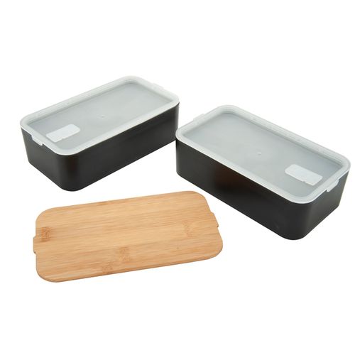 Bento double compartiment avec couvercle bambou personnalisable