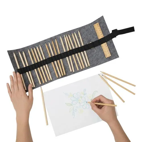 Trousse à crayons enroulable personnalisable - 24 crayons et accessoires