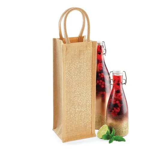 Shimmer Jute Bottle Bag