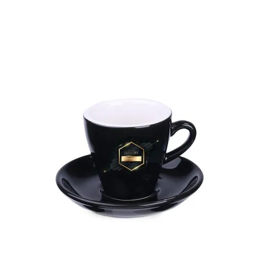 Set Espresso Personnalisé Noir & Blanc - Tasse et Sous-Tasse
