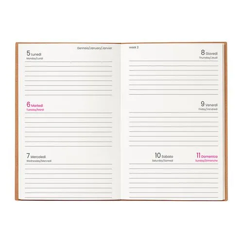 Agenda Hebdomadaire 2026 Personnalisable Couverture Cartonnée