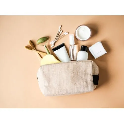 Trousse à cosmétiques en coton naturel personnalisable