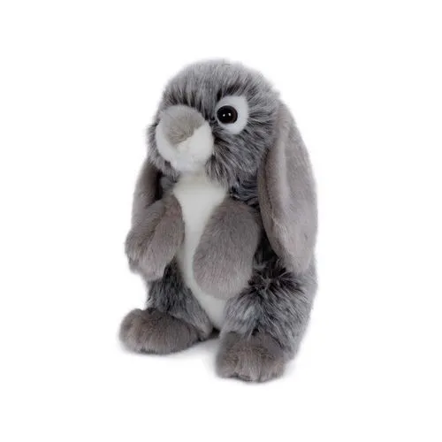 Peluche Lapin Gris Assis 20 cm - Personnalisable par Sérigraphie