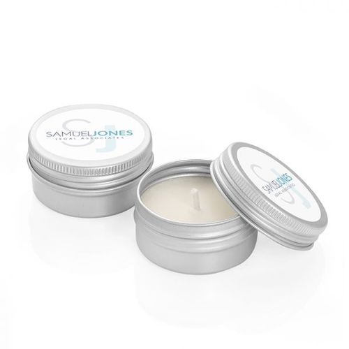 Mini bougie parfumée épices festives - Boîte alu personnalisable