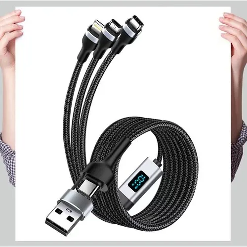 Câble de charge 3-en-1 personnalisable 100W - Compatible universel