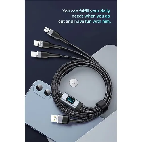 Câble de charge 3-en-1 personnalisable 100W - Compatible universel